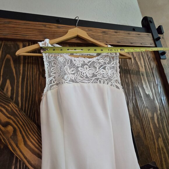 Lulus White Lace-Detail Sleeveless Sheath Wedding Dress XS Elegant Bridal Gown - Picture 6 of 12